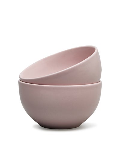 Buy 2 Piece Stoneware Bowl Set For Everyday Use - For Soup, Salad, Dessert - Bowl Set - Soup Set - Bowls - Soup Dishes - Salad Bowl - Serves 2 - Blush Pink Blush Pink 5.5inch in Saudi Arabia