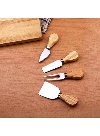 Buy Knife Set For All Kinds Of Cheese - 4 Pieces Of Stainless Steel With Wood Hand Multicolour in Egypt