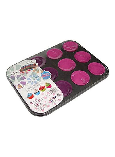 Buy Metal Nonstick Cupcake Mould Pink 20cm in Egypt