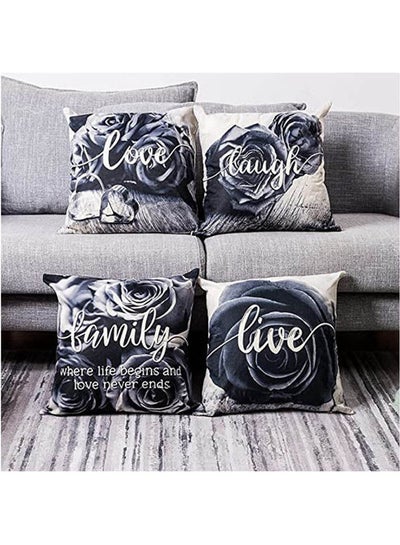 اشتري Set Of 4 Rose Throw Pillow Covers Decorative مختلط Multicolour 40*40بوصة في مصر