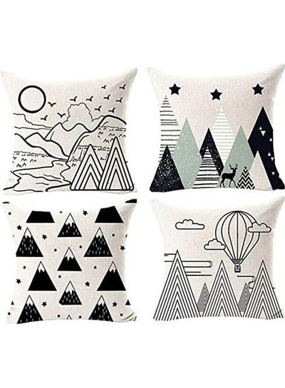 Buy Elephant Deer Mountains Modern Minimalist Geometry Square Cotton Linen Throw  Pillow Cover Combination Combination Multicolour 40*40inch in Egypt
