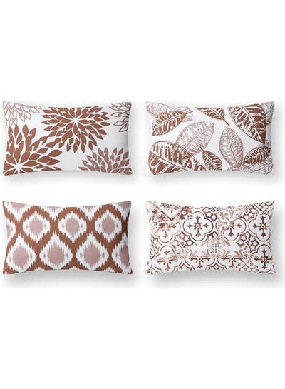 Buy Set Of 4 Cotton Linen  Cushion Cover Linen Caramel 40*40 Linen Caramel 40*40inch in Egypt