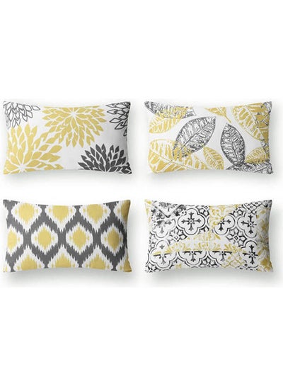 Buy Set Of 4 Cotton Linen  Cushion Cover Linen Yellow 40*40 Linen Yellow 40*40inch in Egypt