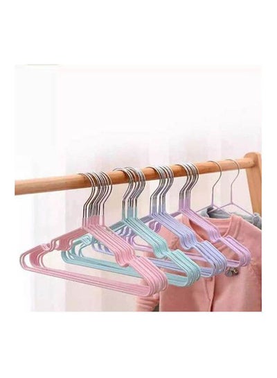 Buy Stainless Steel Coated Hanger, 10 Pieces Multicolor 29.5x8cm in Egypt