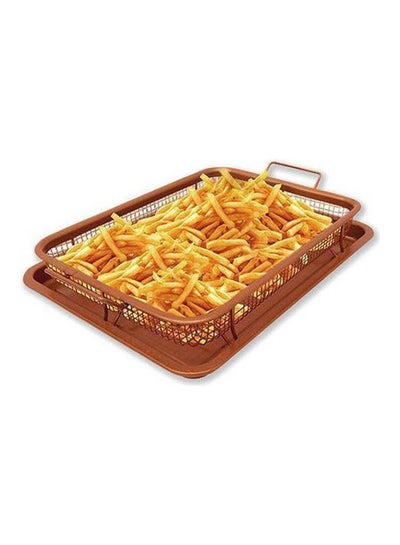 Buy Oven Air Fryer Non-Stick Copper Crisper Rectangle Tray Brown in Saudi Arabia