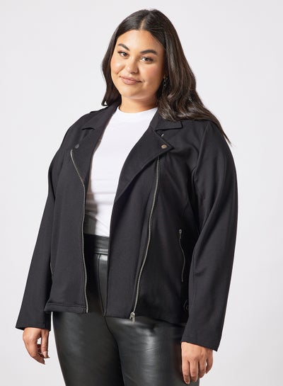 Buy Plus Size Biker Jacket Black in Saudi Arabia