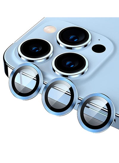 اشتري 9H Glass Individual Ring Camera Lens Protector For Apple iPhone 13 Pro Max Blue في السعودية