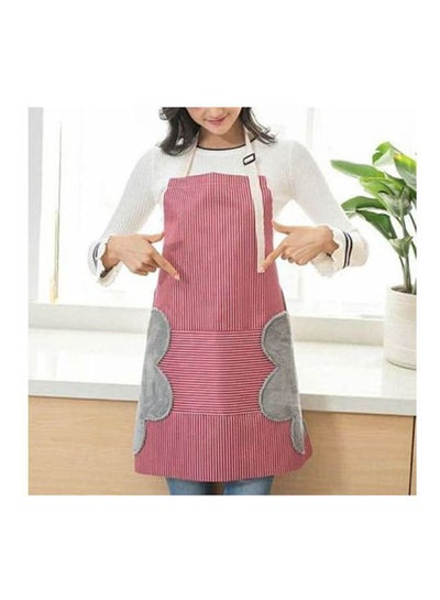 اشتري Waterproof Adjustable Apron With Side Towel & Pocket Stripe Pink في مصر