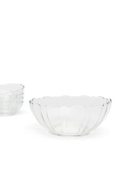 Buy 5 Piece Glass Bowl Set - Light Weight - For Dessert, Fruit, Snack, Soup, Salad - Bowl Set - Soup Set - Bowls - Soup Dishes - Mixing Bowl - Serving Bowl Serves4 - Clear Clear 1x18cm , 4x10 in Saudi Arabia