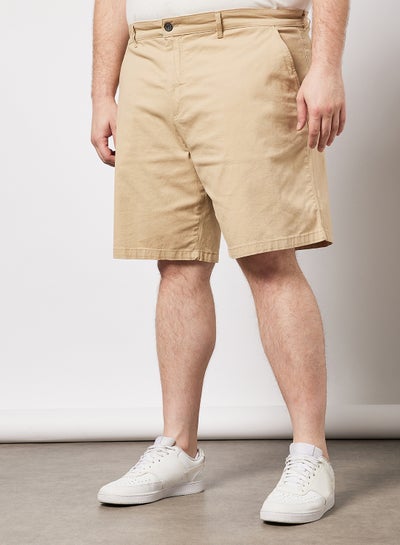 Buy Plus Size Chino Shorts Beige in UAE