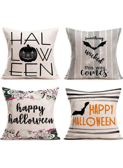 Buy Set Of 4 Cotton Cushion Cover linen Happy Halloween 18x18inch in Egypt