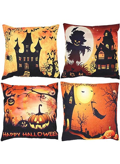 Buy Halloween Thanksgiving Decorative Throw Pillow Covers Set Of 4 Combination Multicolour 20X20inch in Egypt