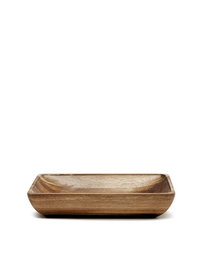 Buy Rectangle Tray Set - Made Of Acacia Wood - Premium Quality - Serving Plate - Serving Dishes - Tray - Wood Platter - By Noon East - Dark Brown 25x15x5cm in UAE