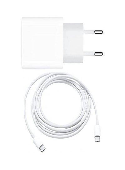 Buy USB-C Power adapter 20W With Cable on the one hand type C and on the other hand iPhone UnPacking White in Egypt