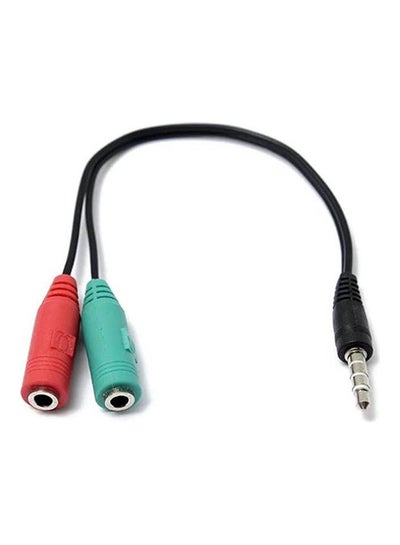 اشتري Audio Splitter With Microphone 3 5Mm Male To 2 Dual 3 5Mm Female Headphone Mic Audio Y Splitter Cable Black في مصر