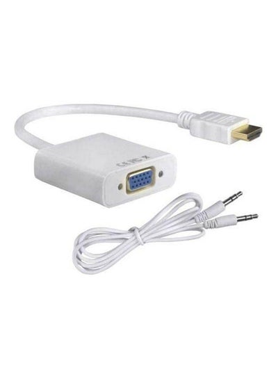 Buy Hdmi Male To Vga With Audio Hd Video Cable Converter Adapter  For Pc Dvd Hdtv White in Egypt