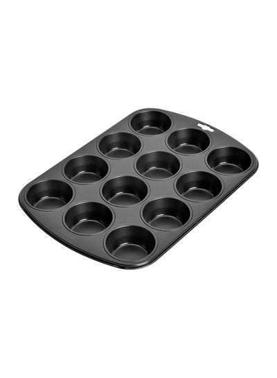 Buy Standard Muffin Pan 12 Cups Black 38x6x27centimeter in UAE