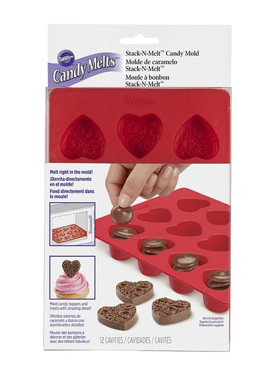 Buy 12-Cavity Stack-N-Melt Heart Shape Candy Mould Red in UAE