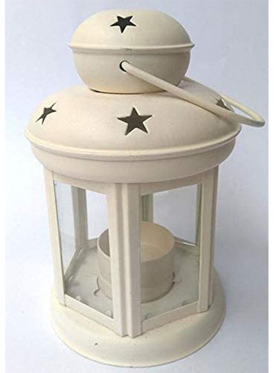 Buy Metal Lantern For Small Candles White 15cm in Egypt