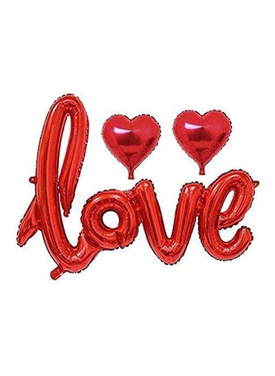 Buy Love Script Foil Balloon With 2 Large Hearts Red Lcm in Egypt