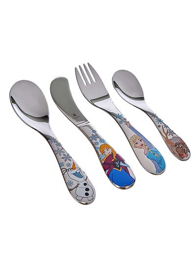 Buy 4-Piece Disney Frozen Child Set Silver/Blue/Orange Children Knife 16.5, Children Fork 18.5, Children Spoon 16.5, Children Teaspoon 13cm in UAE