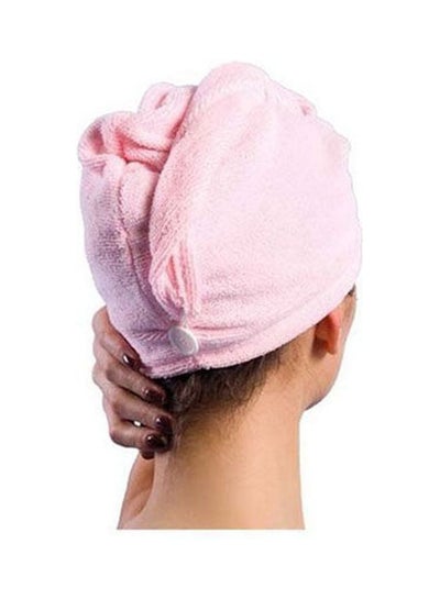 Buy Towel For Drying Hair With A Button Pink in Egypt