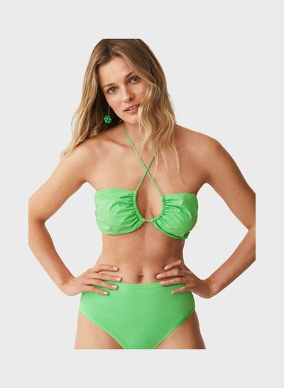 اشتري Halter Neck Cut Out Detail Bikini Top Green في الامارات