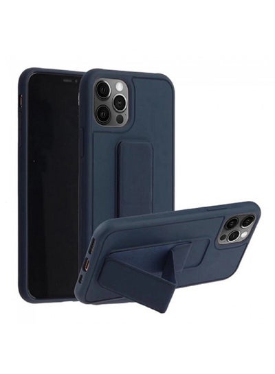 Buy Protective Case Cover with Finger Grip Stand for Apple iPhone 12 Pro Blue in Saudi Arabia