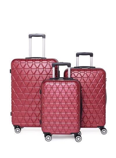 Buy 3-Piece ABS Hardside Spinner Iron Rod Luggage Trolley Set With TSA Lock 20/24/28 Inch Maroon in UAE