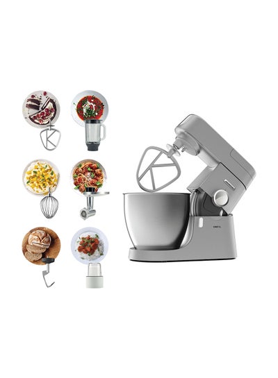 Buy Kenwood Stand Mixer Kitchen Machine Chef XL  With  Stainless Steel Bowl, K-Beater, Whisk, Dough Hook, Glass Blender, Meat Grinder, Grinder Mill 1.0 L 1200.0 W KVL4230 Grey in Egypt