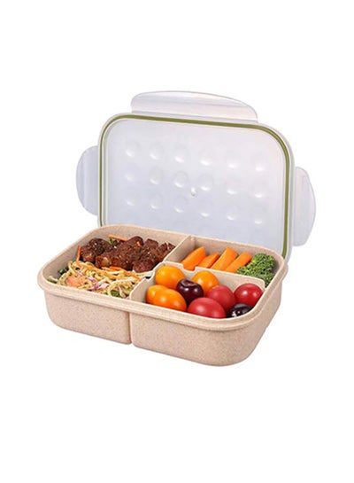 Buy Bento Lunch Box Durable Leakproof Containers With 3 Compartments For Kids White/Beige 8.3x5.6x2.6inch in UAE