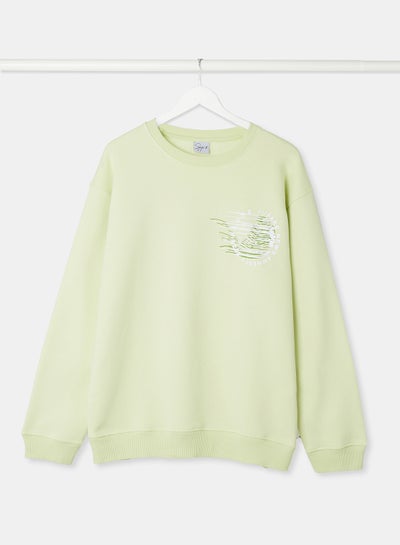 Buy Printed Sweatshirt Light Green in Saudi Arabia