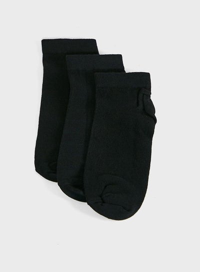 Buy Pack Of 3 Ankle Socks With Antibacterial Finish Black in UAE