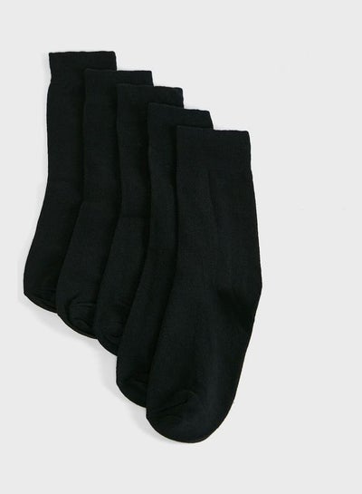 اشتري Pack Of 5 Crew Socks With Antibacterial Finish Black في الامارات