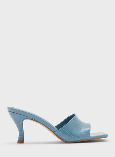 Buy One Strap Low Heel Sandals Blue in UAE