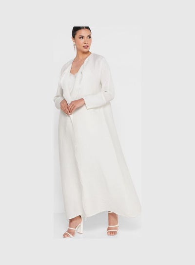 Buy Solid Abaya With Sheila White in UAE