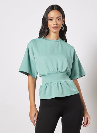 Buy Women's Solid Design Casual Strechable Waist Top Green in UAE