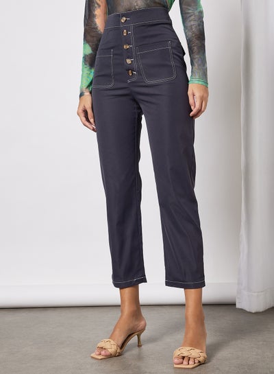 Buy Women's Front Pocket Detail Pants Navy Blue in Saudi Arabia