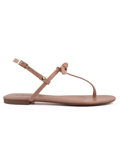 Buy Serena Dyed Flat Sandals Nude in Saudi Arabia