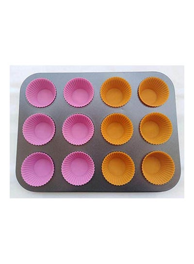 اشتري 12 Eye Cupcake Tray With Silicone Molds Multicolour في مصر