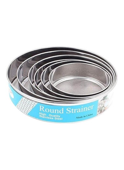 Buy Round Stainless Steel Flour Sifter Set  - 6 Pieces Silver 27cm in Egypt