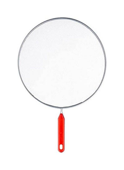 اشتري Round Stainless Steel Splatter Screen With Handle Silver-Red في مصر