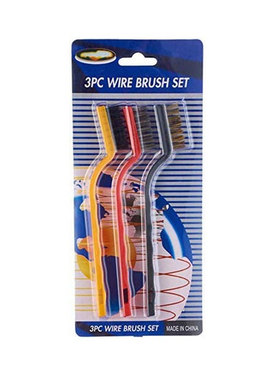 Buy Small Wire Cleaning Brush Set With Plastic Handle 3 Pieces Multicolour in Egypt