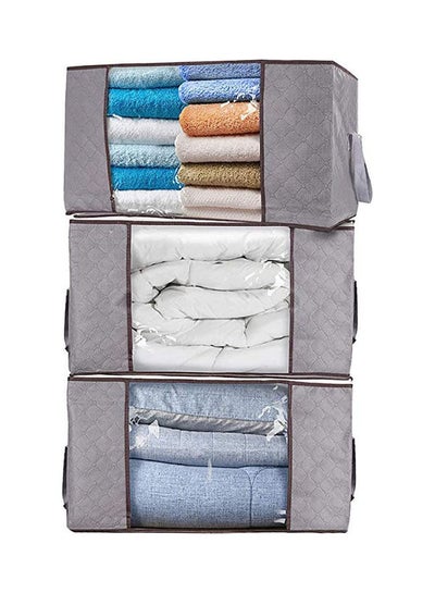 اشتري 3Pcs Foldable Closet Organizer Clothing Storage Bag Box With Clear Window, Waterproof Durable Fabric Multicolour في مصر