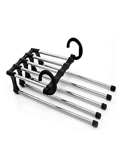 Buy Adjustable Trouser Pants Tie Shawl Rack Belt Scarf Neckties Hanger Holder Five Poles Clothing Dry Rack Organizer Silver in Egypt