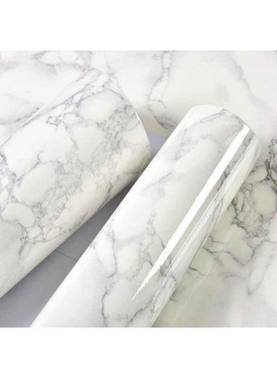 Buy Marble Pattern Water-Resistant Wallpaper Roll White 500cm in Egypt