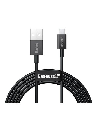 اشتري كابل مايكرو USB للشحن السريع من منفذ USB إلى مايكرو USB 2.0 للأجهزة بنظام تشغيل أندرويد مناسب لهاتف جالاكسي S7 وS6 ونوت، وإل جي، ونيكسوس، ونوكيا، وبلايستيشن 4 بطول 2 متر أسود في الامارات