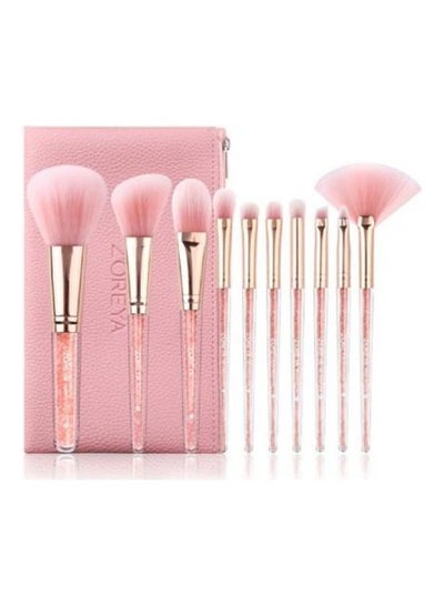 اشتري Premium Quality 10 PCS Crystal-Pink Makeup Brush set Pink في مصر