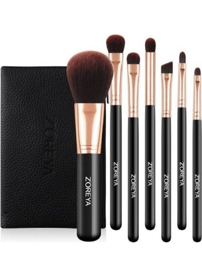 Buy 7-Piece Brush Set With Leather case Black in Egypt