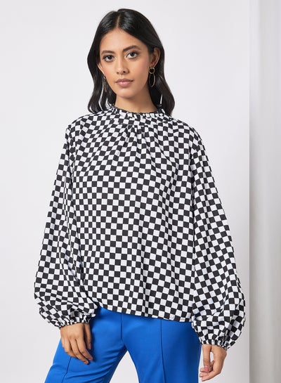 Buy Women's Check Design Casual Long Sleeve Blouse Multicolour in Saudi Arabia